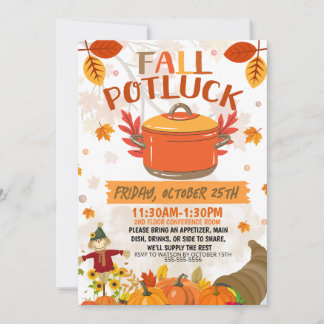Invitación a la fiesta de otoño de Potluck, invita