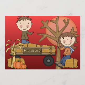Invitación a la fiesta de otoño en Hay Ride (chica