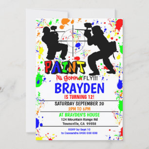 Invitación a la fiesta de Paintball