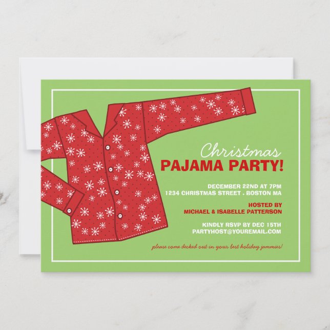 Invitación a la fiesta de Pajama de feriado de Nav (Anverso)