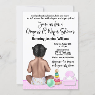 Invitación a la fiesta de pañales para niña