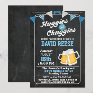 Invitación a la fiesta de pañales para papá Huggie