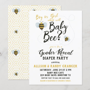 Invitación a la fiesta de pañales reveladores de g