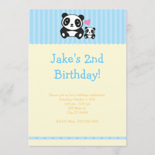 Invitación a la fiesta de Panda - Azul y Crema