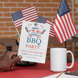 Invitación a la fiesta de parrillada del 4 de juli
