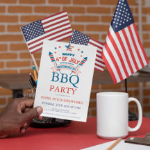 Invitación a la fiesta de parrillada del 4 de juli
