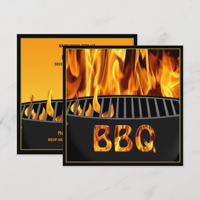 Invitación a la fiesta de parrilladas calientes (Anverso / Reverso)