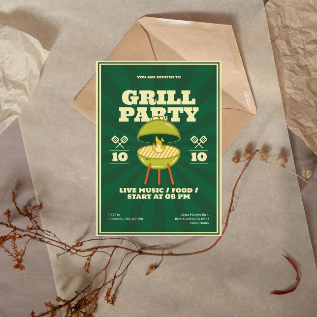 Invitación a la fiesta de parrilladas Retro BBQ (Subido por el creador)