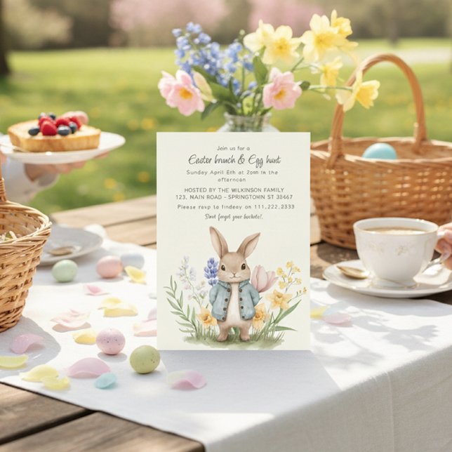 Invitación a la fiesta de Pascua con conejito lind (Subido por el creador)