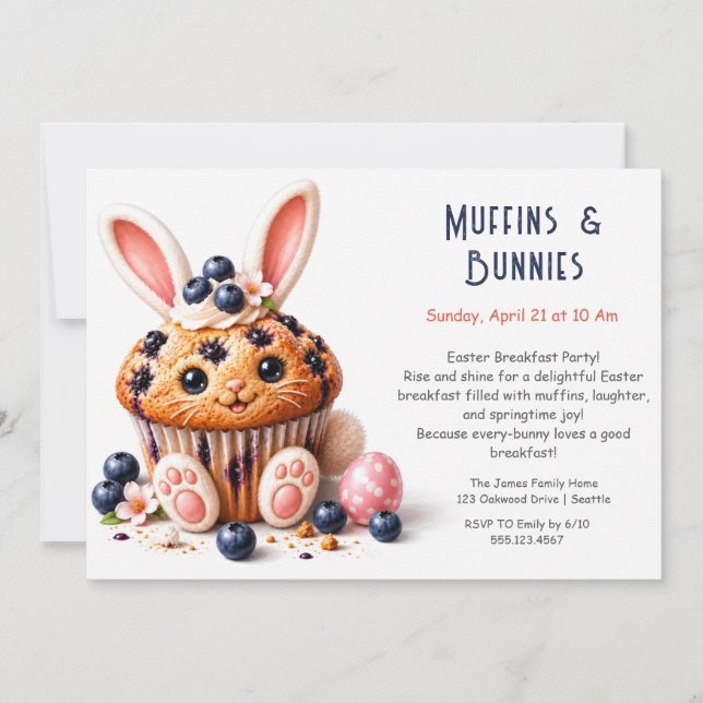 Invitación a la fiesta de Pascua de desayuno Muffi (Anverso)