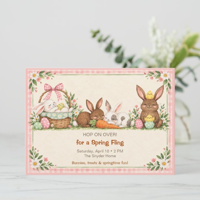 Invitación a la Fiesta de Pascua de Spring Fling (Anverso de pie)