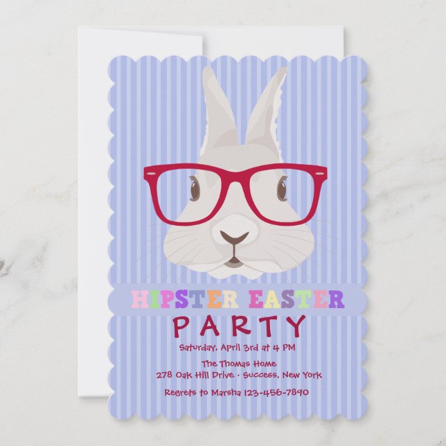 Invitación a la fiesta de Pascua Hipster (Anverso)