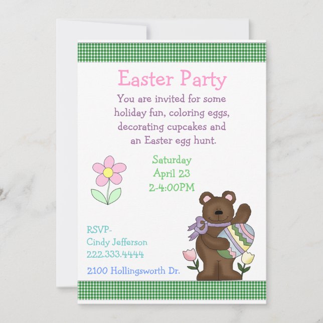 Invitación a la fiesta de Pascua infantil (Anverso)