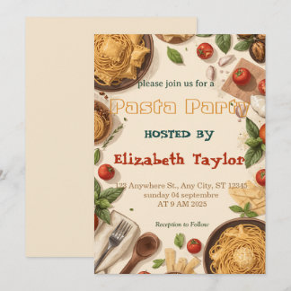 Invitación a la Fiesta de Pasta Celebración de Cen