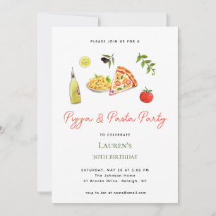 Invitación a la fiesta de pasta y pizza