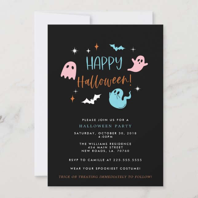 Invitación a la fiesta de Pastel Halloween (Anverso)
