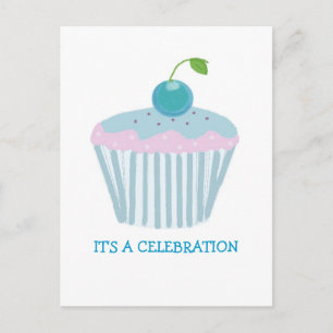 Invitación a la fiesta de pastelito azul