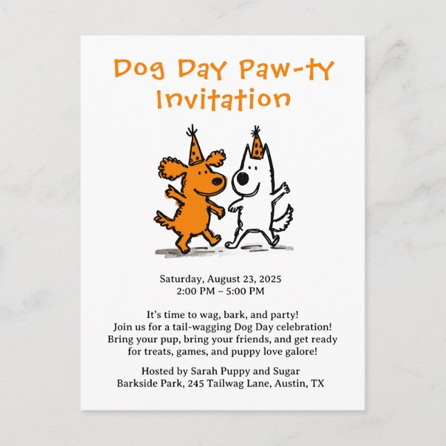 Invitación a la Fiesta de Patas de Día de Perros – (Anverso)