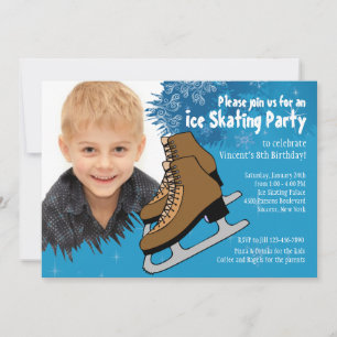 Invitación a la fiesta de patinaje sobre hielo azu