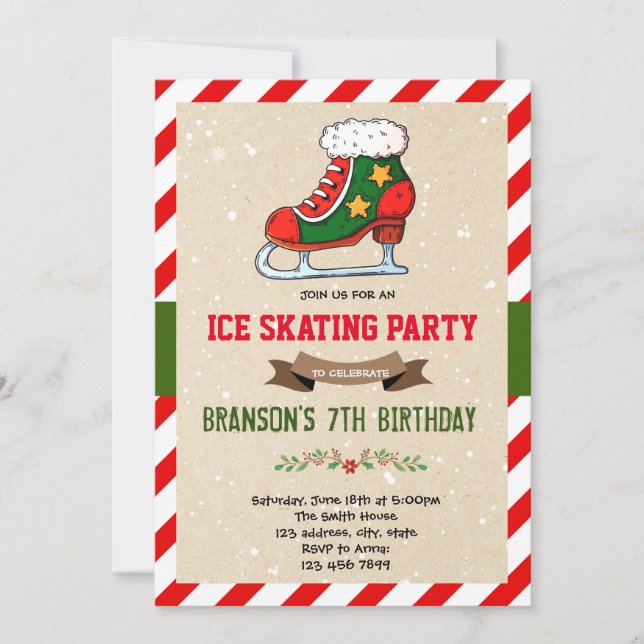 Invitación a la fiesta de patinaje sobre hielo de  (Anverso)