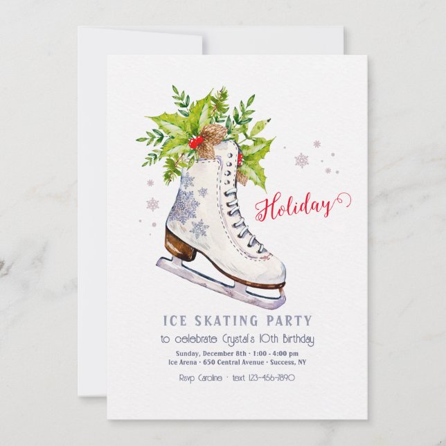 Invitación a la fiesta de patinaje sobre hielo de  (Anverso)