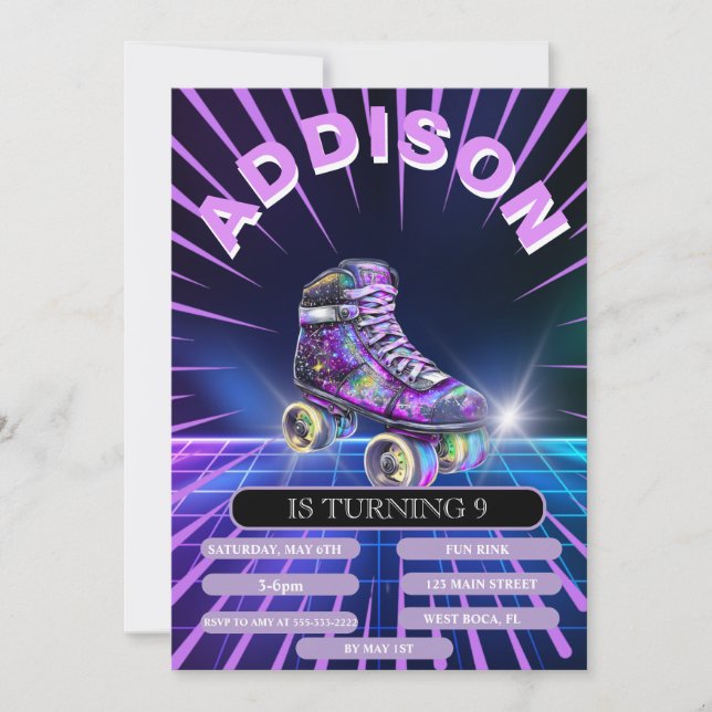 Invitación a la fiesta de patinaje sobre patinaje  (Anverso)