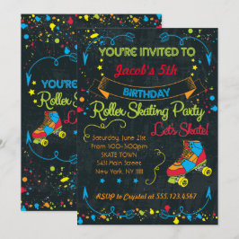 Invitación a la fiesta de patinaje sobre patines n