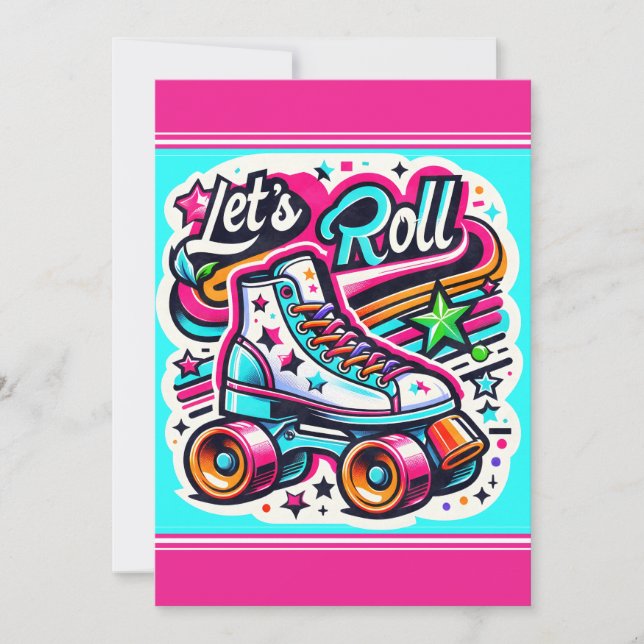 Invitación a la fiesta de patinaje sobre patines p (Anverso)