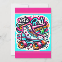 Invitación a la fiesta de patinaje sobre patines p