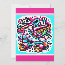 Invitación a la fiesta de patinaje sobre patines p