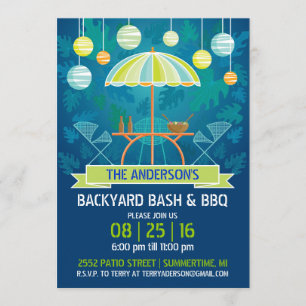 Invitación a la fiesta de patio de noche de verano