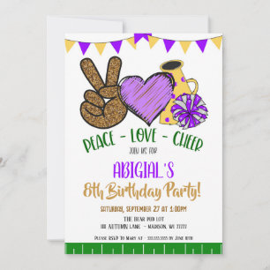 Invitación a la fiesta de Peace Love Cheer