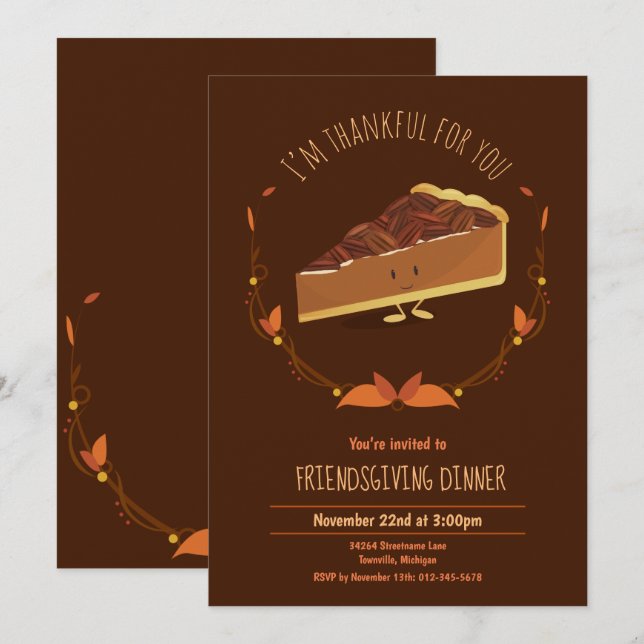 Invitación a la fiesta de Pecan Pie de Diversión A (Anverso / Reverso)