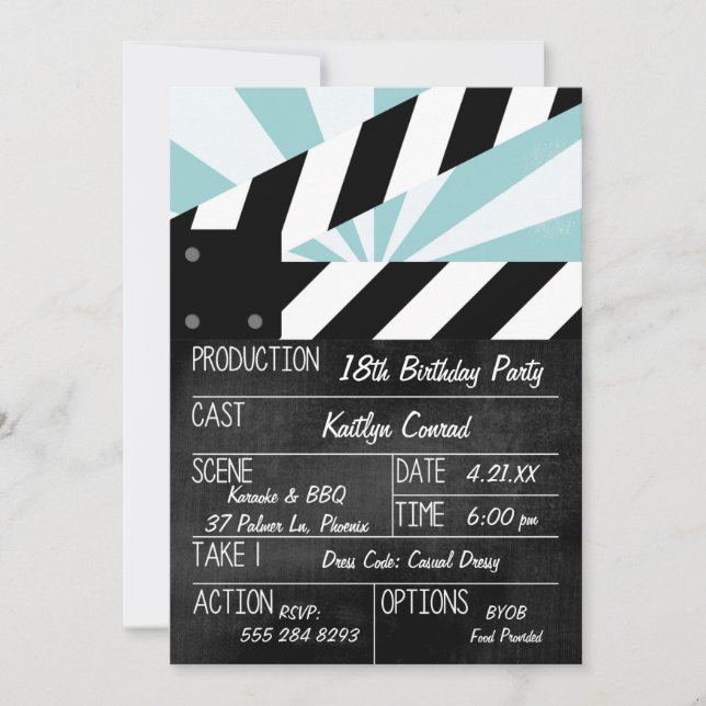 Invitación a la fiesta de películas de Rótulo de a (Anverso)