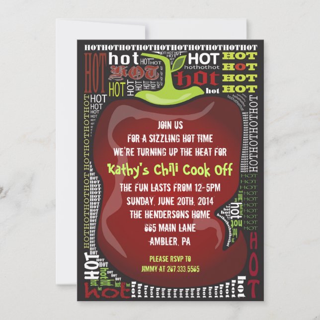Invitación a la fiesta de PEPPER CHILI HOT SPICY (Anverso)