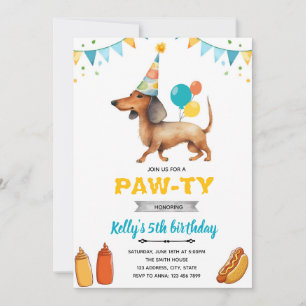 Invitación a la fiesta de perros calientes de Dach