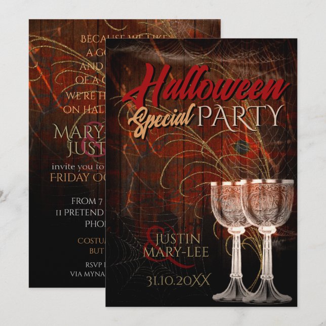 Invitación a la fiesta de personajes de moda rusti (Anverso / Reverso)