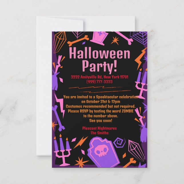 Invitación a la fiesta de personalizable de Hallow (Anverso)