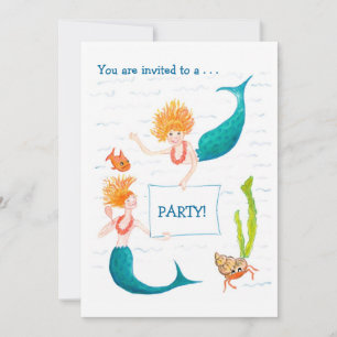 Invitación a la fiesta de personalizable - Sirenas