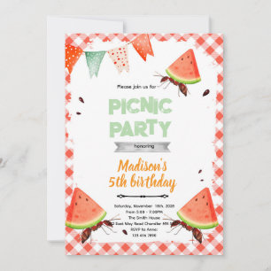 invitación a la fiesta de picnic de la hormiga de