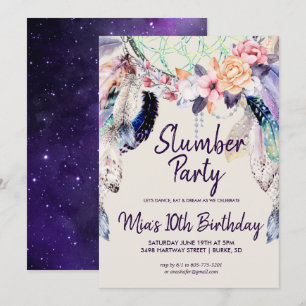 Invitación a la fiesta de pijamas atrapasueños