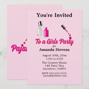 Invitación a la fiesta de pijamas con esmalte de u