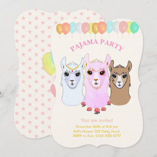 Invitación a la fiesta de pijamas de llama