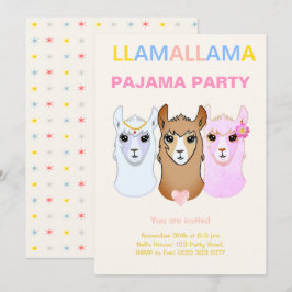 Invitación a la fiesta de pijamas de llama