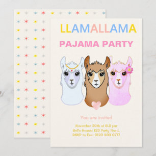 Invitación a la fiesta de pijamas de llama