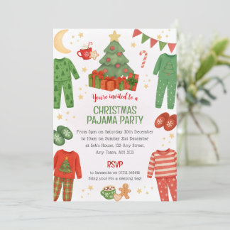 Invitación a la fiesta de pijamas de Navidad para