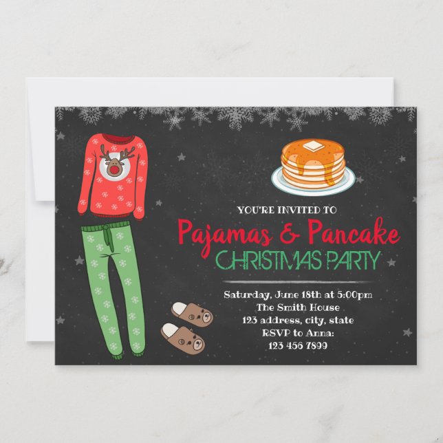 Invitación a la fiesta de pijamas de navidades (Anverso)