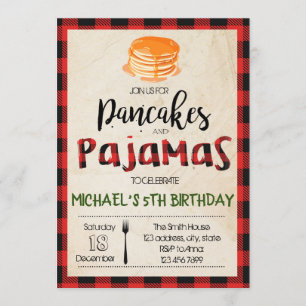 invitación a la fiesta de pijamas de panqueques de