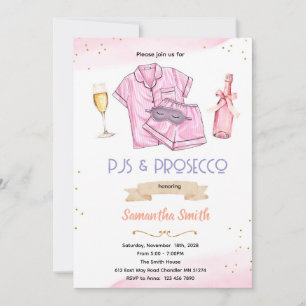 invitación a la fiesta de pijamas y prosecco