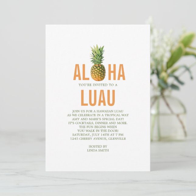 Invitación a la fiesta de Pineapple Luau (Anverso de pie)